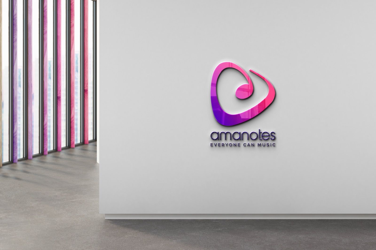 Amanotes logo on the office wall
