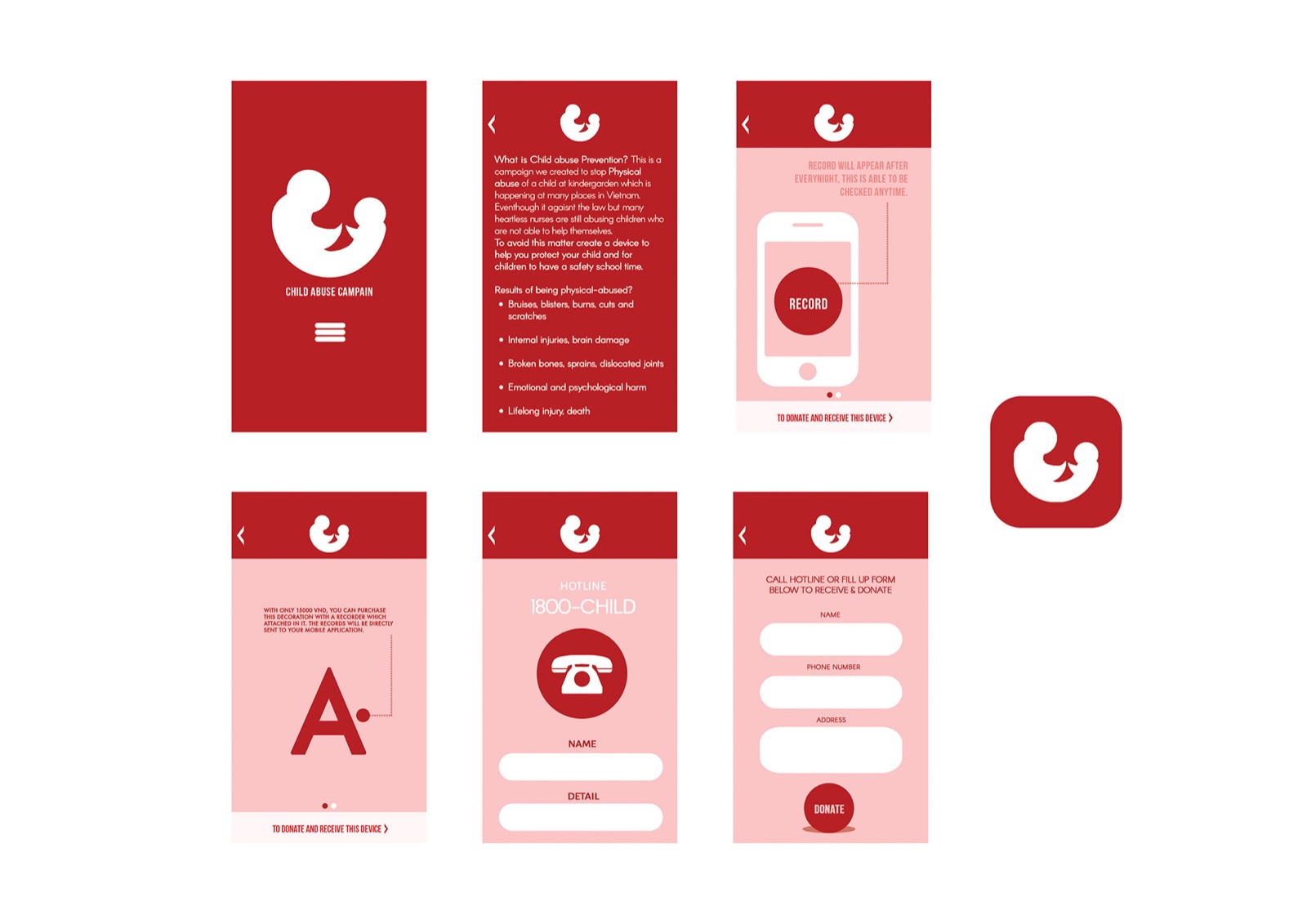 Campaign app screens and icon