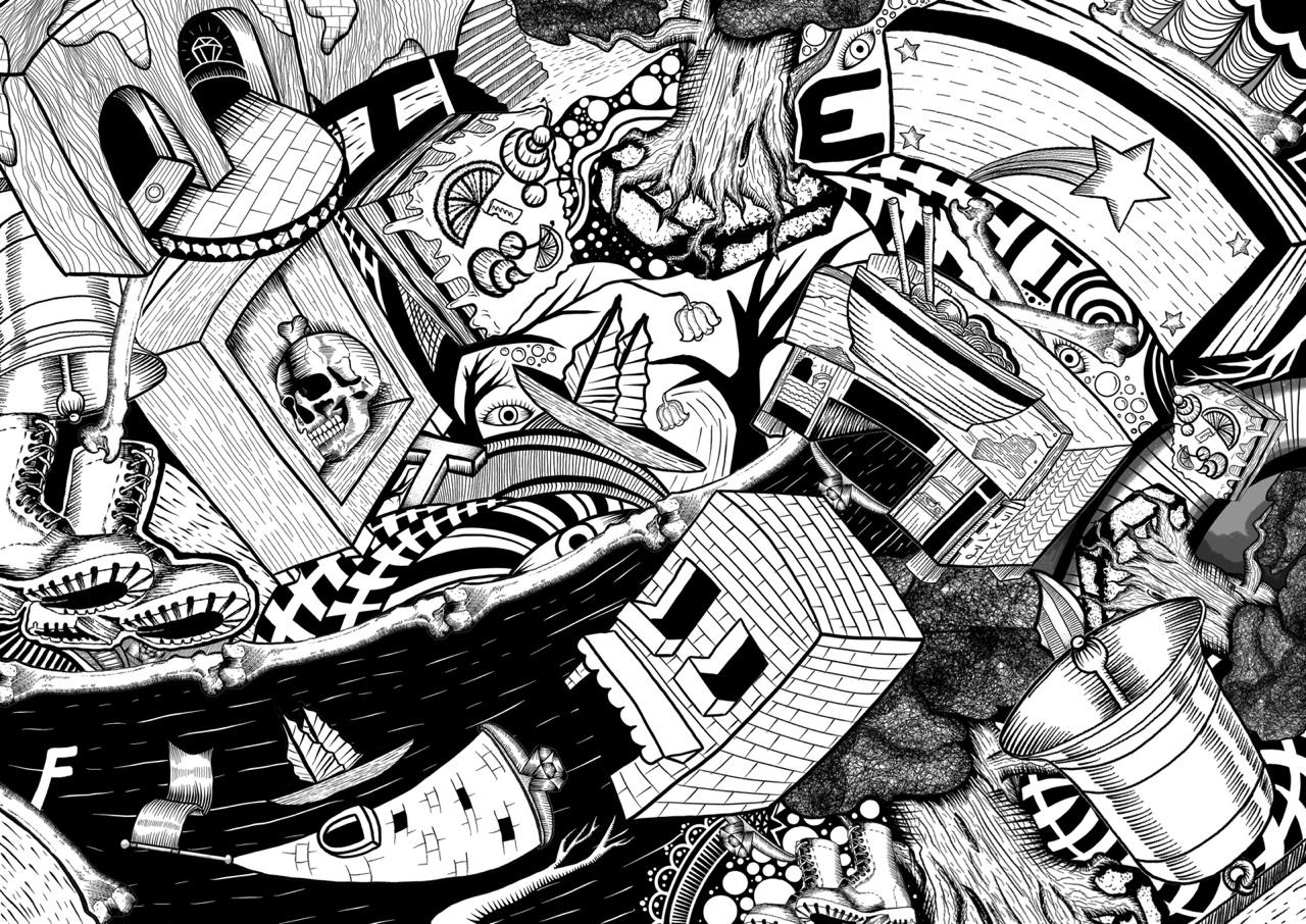 Milano pattern, black and white